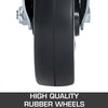 4 Pack 5" Heavy Duty Scaffolding Rubber Swivel Caster With Dual Locking 1" Solid Round Stem 280LBS Capacity Per Wheel