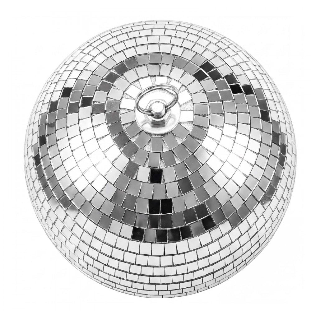 VEVOR Mirror Disco Ball 12 Inch Silver Reflective Ball with Hanging Ring, for Party Home Decoration Stage Props DJ Dance Club, 2 Mirror Tile Sizes, Reflects Light, Large Wedding Music Birthday Decor