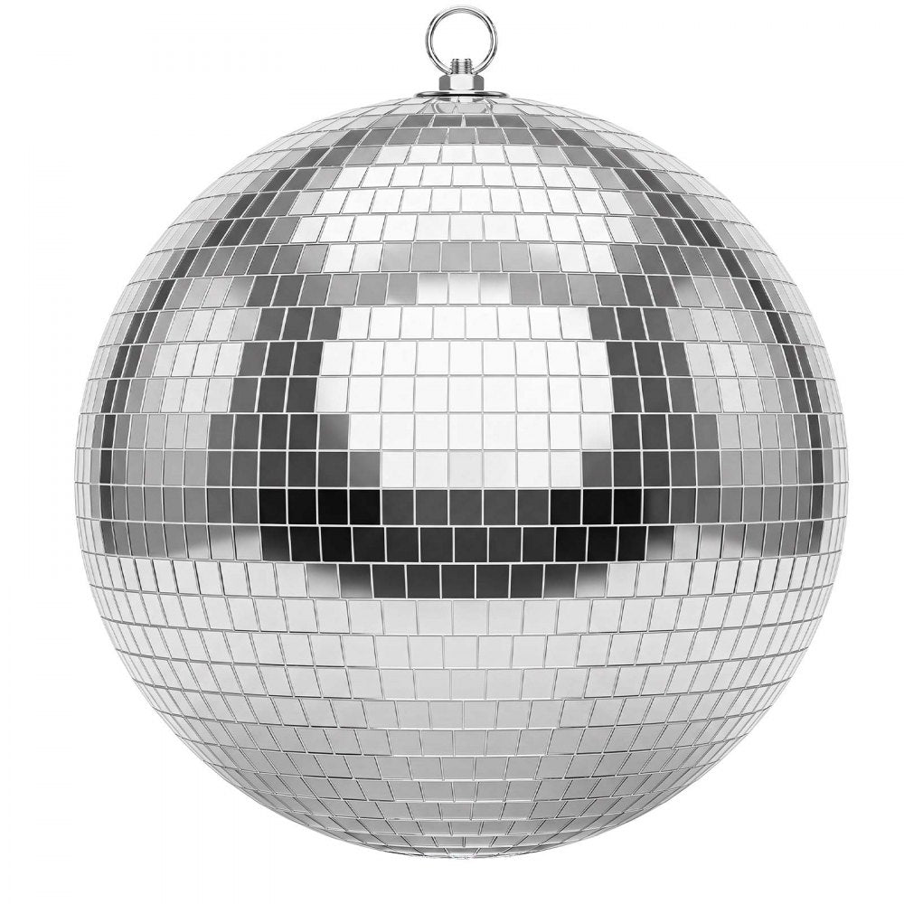 VEVOR Mirror Disco Ball 12 Inch Silver Reflective Ball with Hanging Ring, for Party Home Decoration Stage Props DJ Dance Club, 2 Mirror Tile Sizes, Reflects Light, Large Wedding Music Birthday Decor