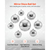 VEVOR Mirror Disco Ball 4" 6" 8" 8-Pack Silver Balls with Hanging Ring, for Party Home Decoration Stage Props DJ Dance Club, 2 Mirror Tile Sizes, Reflects Light, Large Wedding Music Birthday Decor