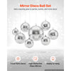 VEVOR Mirror Disco Ball 4" 6" 8" 12" 8-Pack Silver Balls with Hanging Ring, for Party Home Decoration Stage Props DJ Dance Club, 2 Mirror Tile Sizes, Reflects Light, Wedding Music and Birthday Decor
