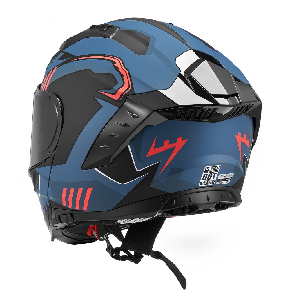 VEVOR Modular Motorcycle Helmet, Flip up Full Face Helmet with Dual Visor, Lightweight Comfortable Adult Motocross Street Bike Helmet for Men and Women - DOT & ECE Approved (L Size)