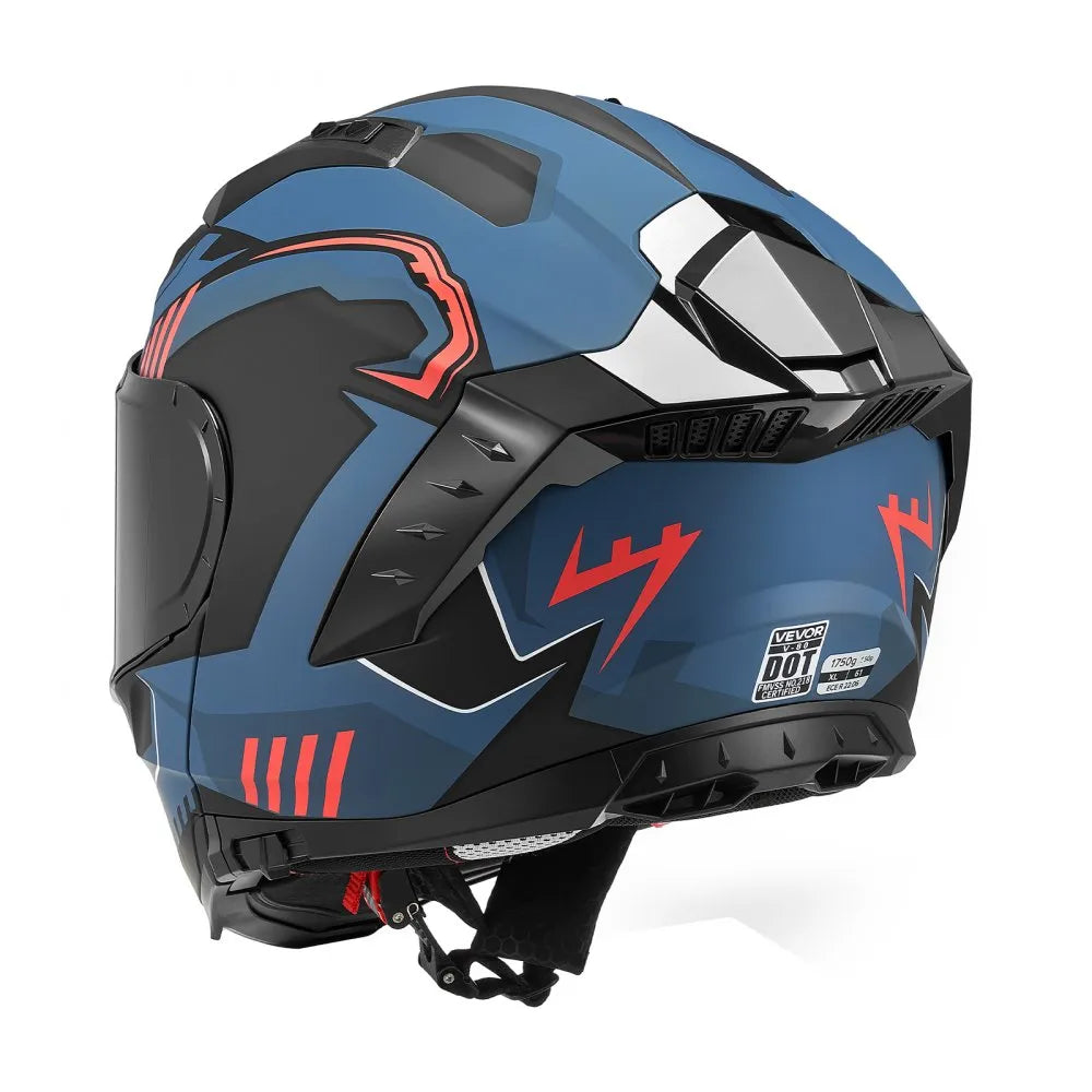 VEVOR Modular Motorcycle Helmet, Flip up Full Face Helmet with Dual Visor, Lightweight Comfortable Adult Motocross Street Bike Helmet for Men and Women - DOT & ECE Approved (XL Size)