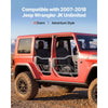 VEVOR Jeep Tube Doors, 4-Door, Compatible with 2007-2018 Jeep Wrangler JK Unlimited, Alloy Steel Off Road Front & Rear Tubular Half Doors with Storage Bag, Rubber Pads, Heavy-Duty Hinges and OE Latch