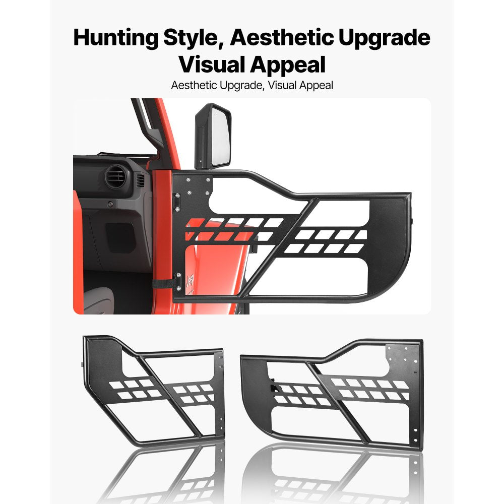 VEVOR Jeep Tube Doors, 4-Door, Compatible with 2018-2026 Wrangler JL JLU & 2020-2026 Gladiator JT, Steel Off Road Front & Rear Tubular Half Doors with DOT Certified Side View Mirrors and Rubber Pads