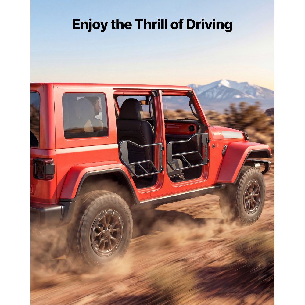 VEVOR Jeep Tube Doors, 4-Door, Compatible with 2018-2026 Jeep Wrangler JL Unlimited & 2020-2026 Gladiator JT, Alloy Steel Off Road Front & Rear Tubular Half Doors with Storage Bag and Rubber Pads