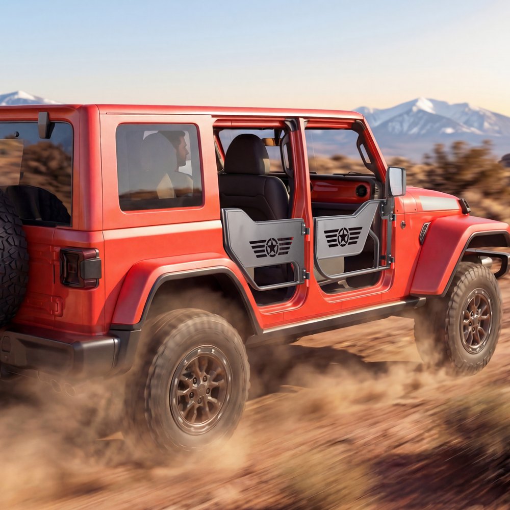 VEVOR Jeep Tube Doors, 4-Door, Compatible with 2018-2026 Jeep Wrangler JL JLU & Gladiator JT 4XE, Steel Off Road Front & Rear Tubular Half Doors with DOT Certified Side View Mirrors