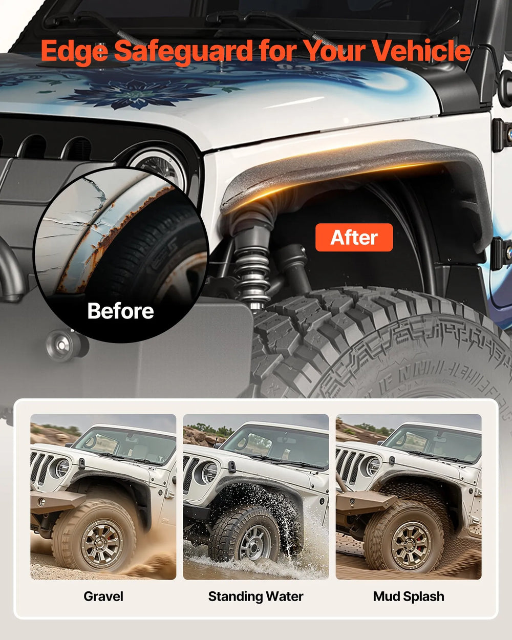 VEVOR Jeep fender flares installed view (image 2)