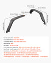 Fender flare dimensions and specifications overview (FDJL1801A)