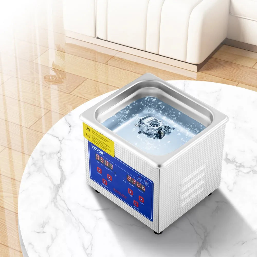 VEVOR Professional Ultrasonic Cleaner, 0.3 L Ultrasonic Jewelry Cleaner with Digital Timer & Heater, Stainless Steel Industrial Sonic Cleaner 40kHz for Glasses, Watches, Rings, Small Parts