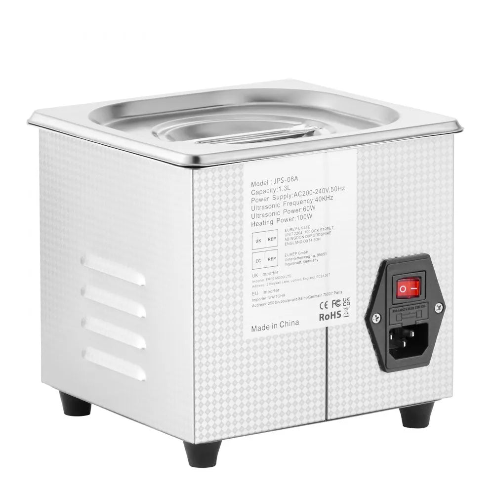 VEVOR Professional Ultrasonic Cleaner, 0.3 L Ultrasonic Jewelry Cleaner with Digital Timer & Heater, Stainless Steel Industrial Sonic Cleaner 40kHz for Glasses, Watches, Rings, Small Parts