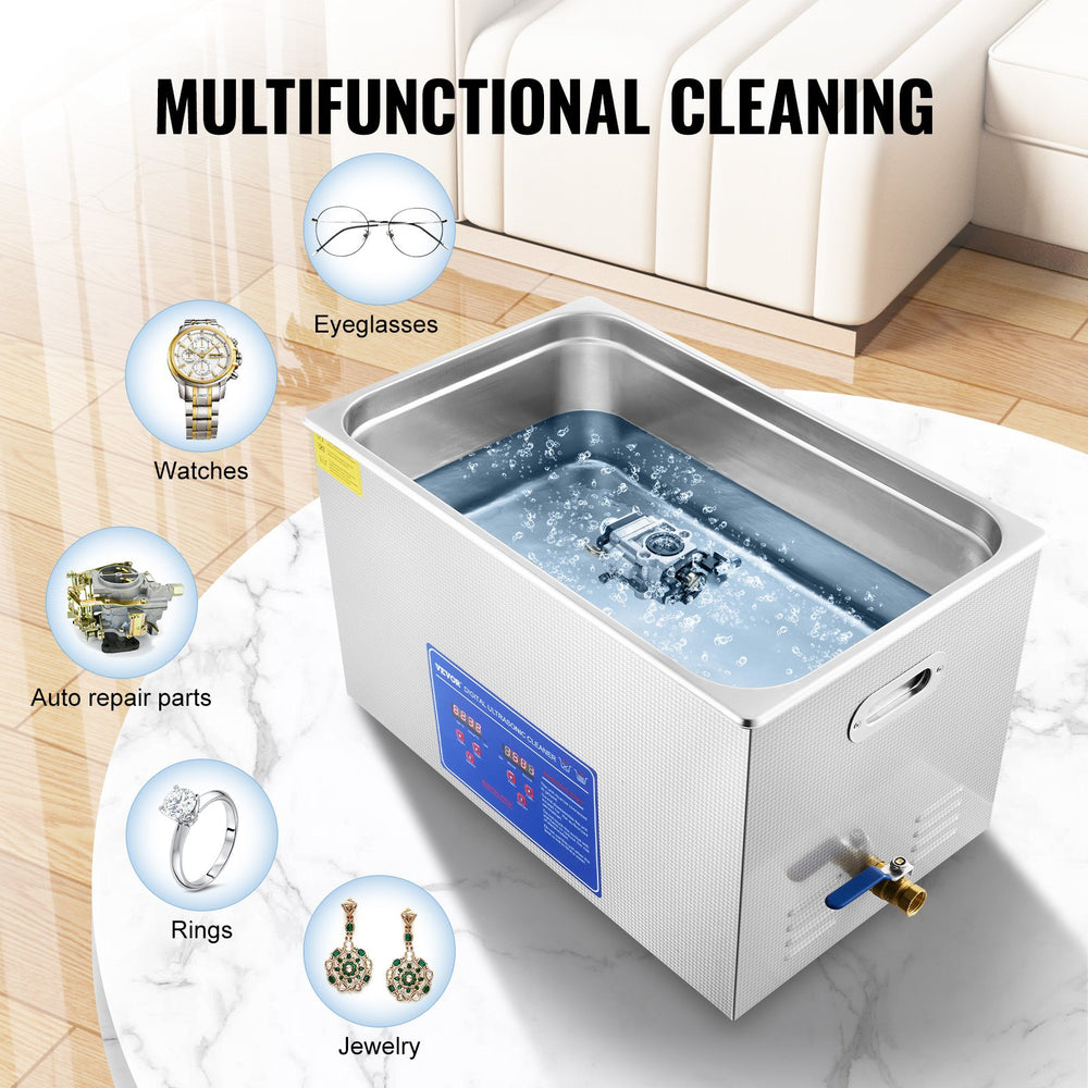 VEVOR Professional Ultrasonic Cleaner, 27.2 L Ultrasonic Jewelry Cleaner with Digital Timer & Heater, Stainless Steel Industrial Sonic Cleaner 40kHz for Glasses, Watches, Rings, Small Parts