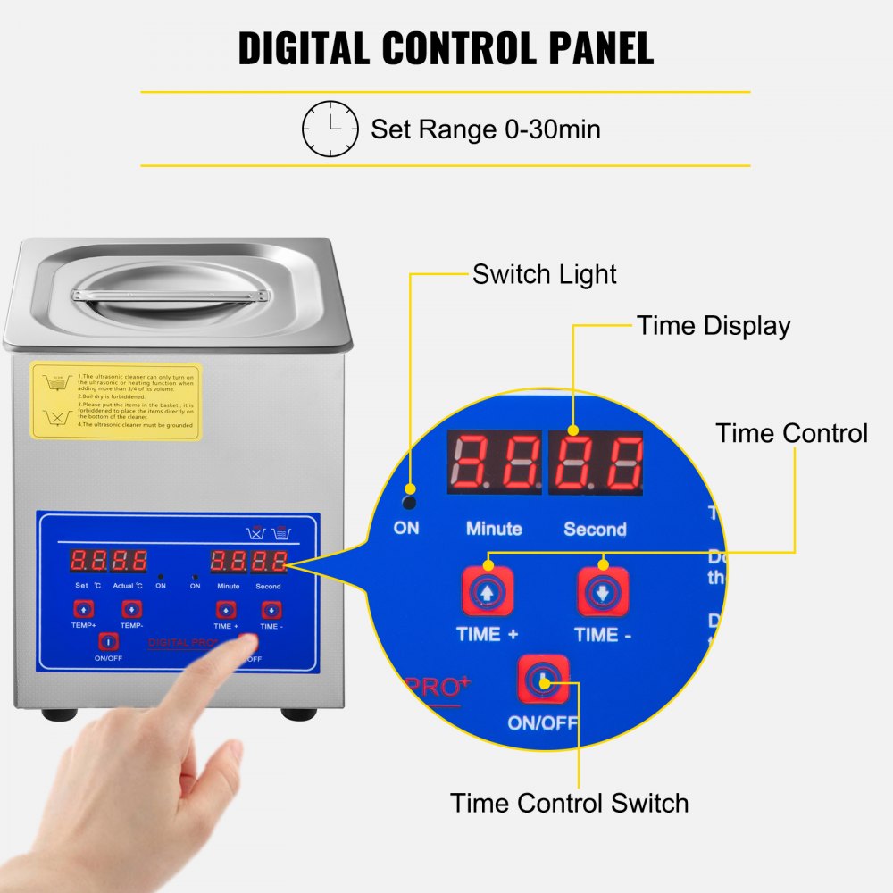 VEVOR Sonic Cleaner 2L Digital Ultrasonic Parts Cleaner with Timer 40kHz Professional 304 Stainless Steel Sonic Cleaner 110V for Jewelry Watch Glasses Diamond Eyeglass Small Parts Cleaning