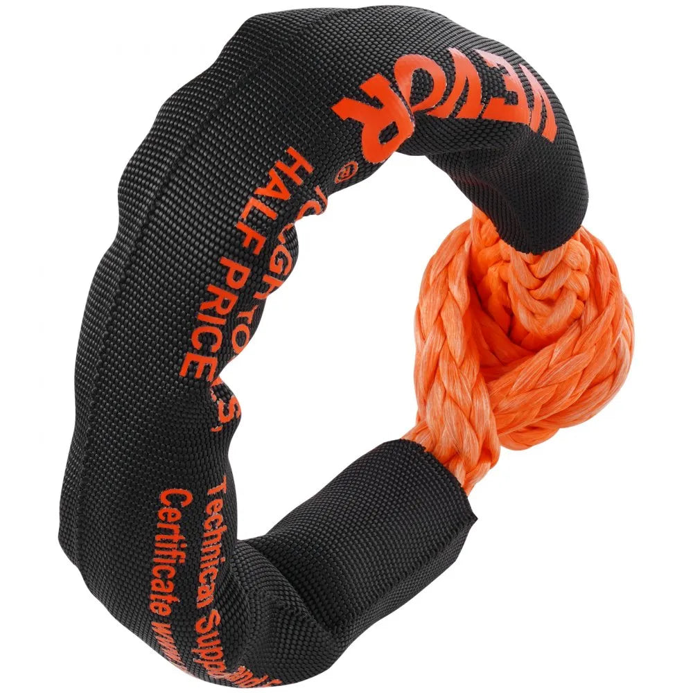 VEVOR Synthetic Soft Shackle, 1/2" x 22" (2 Pack) 44092 lbs (20 Ton) Breaking Strength Recovery Tow Shackles with Extra 2 Sleeves & Storage Bag for UTV, ATV, Trucks, Jeep, Off-Road Vehicles, Orange