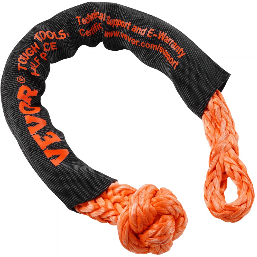 VEVOR Synthetic Soft Shackle, 1/2" x 22" (2 Pack) 44092 lbs (20 Ton) Breaking Strength Recovery Tow Shackles with Extra 2 Sleeves & Storage Bag for UTV, ATV, Trucks, Jeep, Off-Road Vehicles, Orange