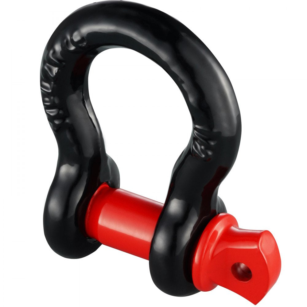 VEVOR 1/2" D-Ring Shackle, 4 Pack Alloy Steel Shackles 17637 lbs (8 Ton) Break Strength with 5/8" Screw Pin, Heavy Duty Off Road Vehicle Recovery Shackle, Towing Accessories for Jeep Truck, Black