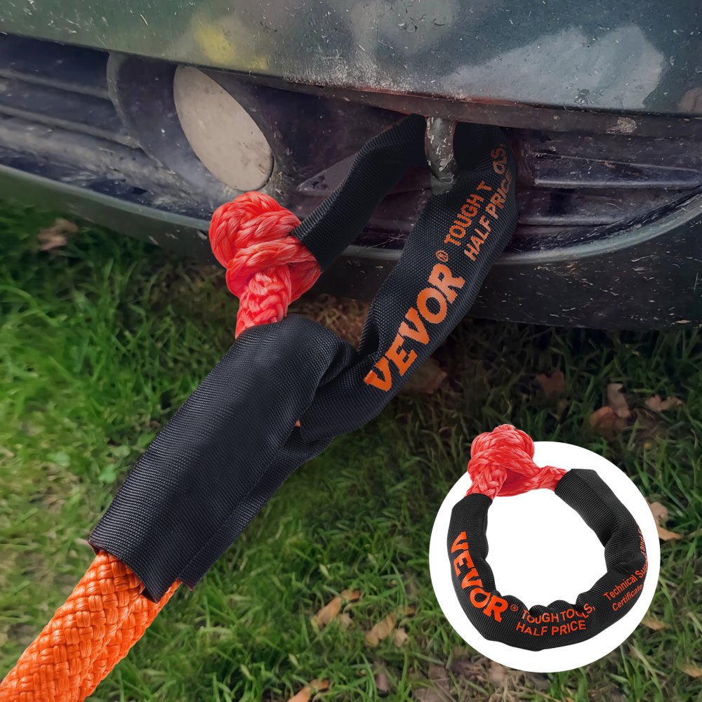 VEVOR Synthetic Soft Shackle, 1/2" x 22" (2 Pack) 44092 lbs (20 Ton) Breaking Strength Recovery Tow Shackles with Extra 2 Sleeves & Storage Bag for UTV, ATV, Trucks, Jeep, Off-Road Vehicles, Red