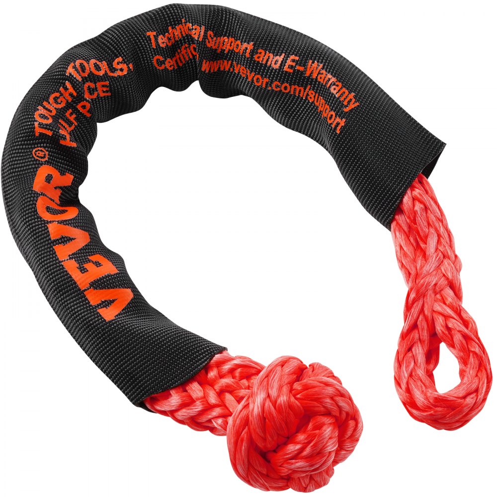VEVOR Synthetic Soft Shackle, 1/2" x 22" (2 Pack) 44092 lbs (20 Ton) Breaking Strength Recovery Tow Shackles with Extra 2 Sleeves & Storage Bag for UTV, ATV, Trucks, Jeep, Off-Road Vehicles, Red