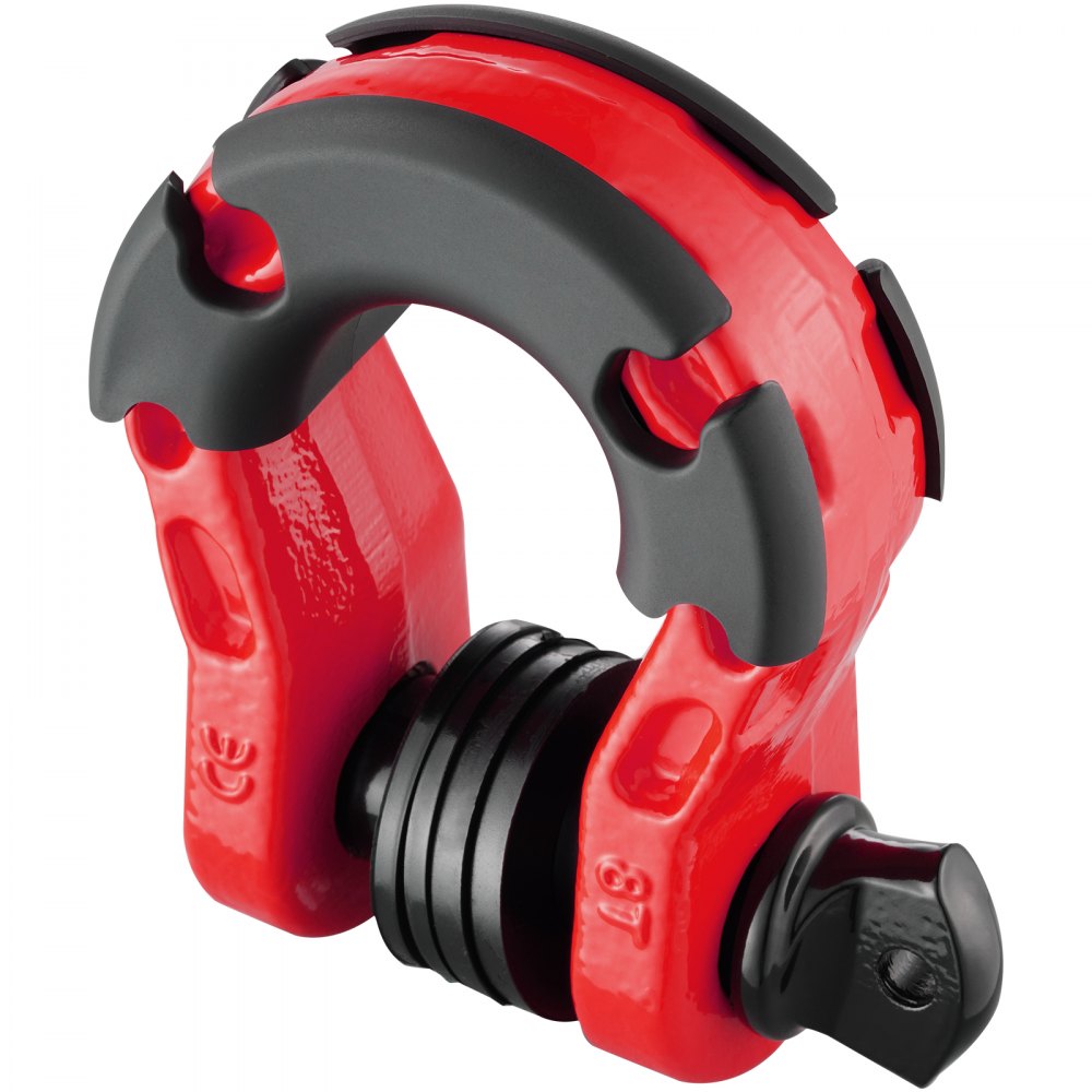 VEVOR 3/4" D-Ring Shackle, 2 Pack Alloy Steel Shackles 66139 lbs (30 Ton) Break Strength with 7/8" Screw Pin, Isolators & Washers, Heavy Duty Off Road Vehicle Recovery Shackle for Jeep Truck, Red