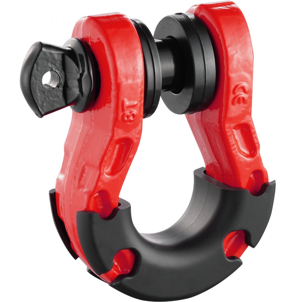 VEVOR 3/4" D-Ring Shackle, 2 Pack Alloy Steel Shackles 66139 lbs (30 Ton) Break Strength with 7/8" Screw Pin, Isolators & Washers, Heavy Duty Off Road Vehicle Recovery Shackle for Jeep Truck, Red