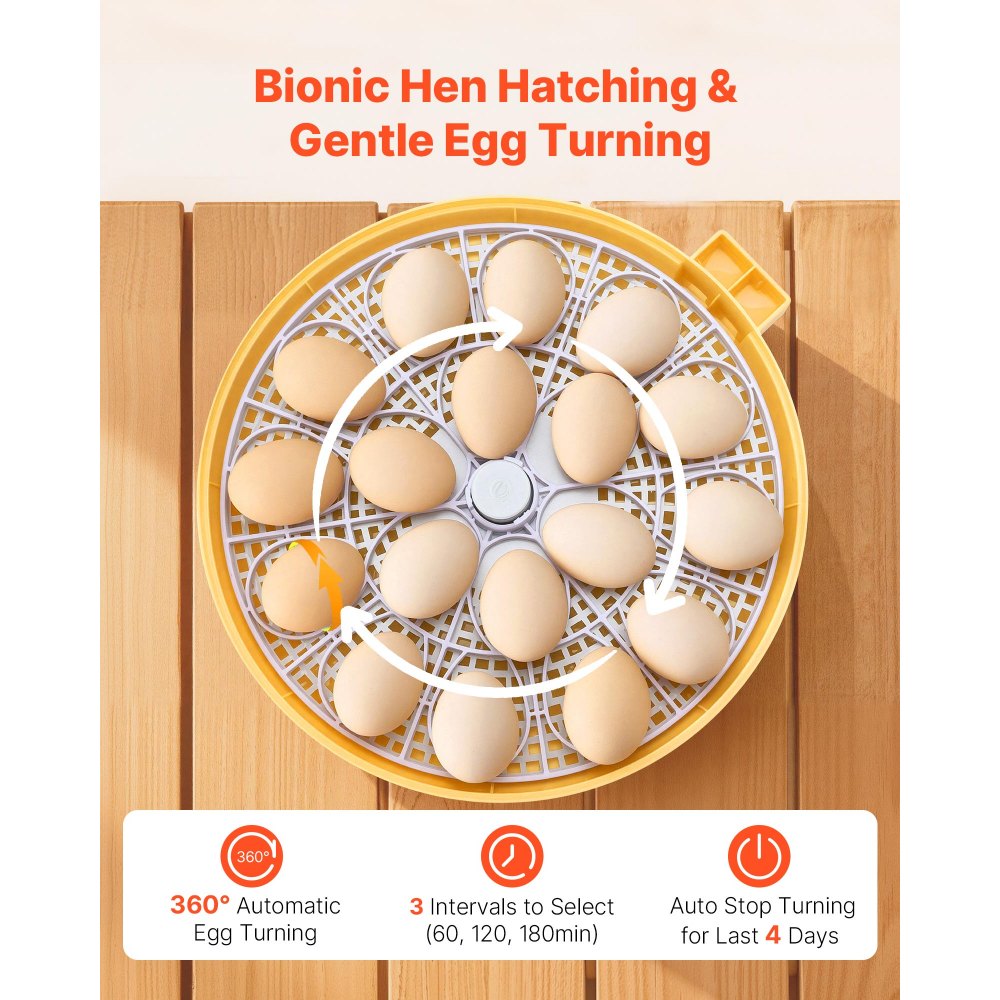 VEVOR 18 Egg Incubator, Automatic Egg Turner with LED Candler, Temperature & Humidity Control, 360° View Clear Window, Auto Water Refill, Poultry Eggs Incubators for Hatching Chicks Ducks Goose Quail