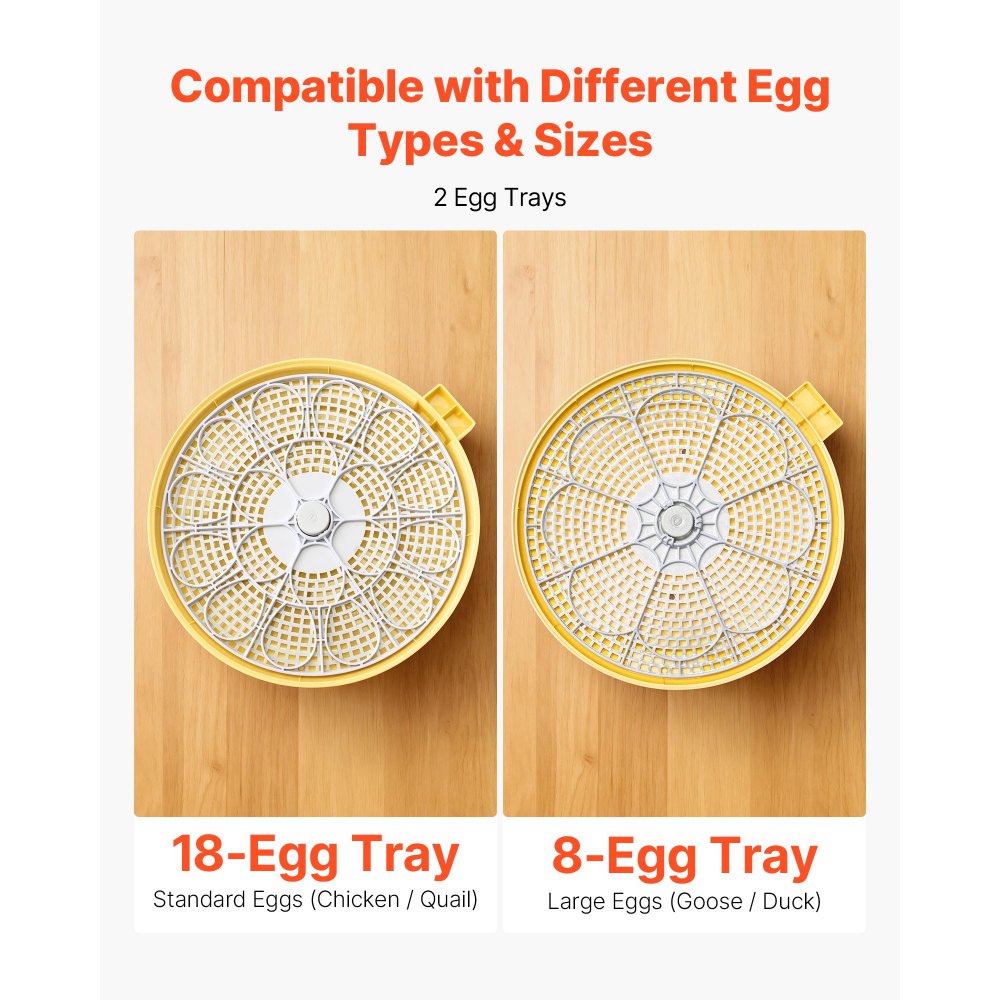 VEVOR 18 Egg Incubator, Automatic Egg Turner with LED Candler, Temperature & Humidity Control, 360° View Clear Window, Auto Water Refill, Poultry Eggs Incubators for Hatching Chicks Ducks Goose Quail