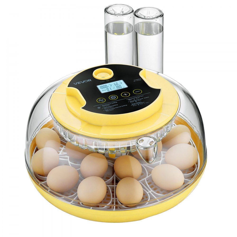 VEVOR 18 Egg Incubator, Automatic Egg Turner with LED Candler, Temperature & Humidity Control, 360° View Clear Window, Auto Water Refill, Poultry Eggs Incubators for Hatching Chicks Ducks Goose Quail
