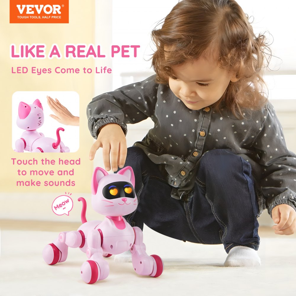 VEVOR Remote Control Robot Cat Toy, RC Cat Programmable Smart Interactive Robotic Pet for Kids with Touch Control, Walking Singing Dancing RC Stunt Toy Cat for Age 3 4 5 6 7 8 10 Year Old Boys Girls