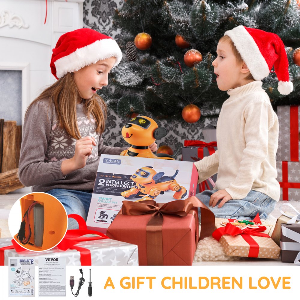VEVOR Remote Control Robot Dog Toy, 2.4GHz RC Dog Programmable Smart Interactive Robotic Pet for Kids with Follow Function, Touch & Voice Control, Singing Dancing RC Stunt Toy for Age 3+ Boys Girls
