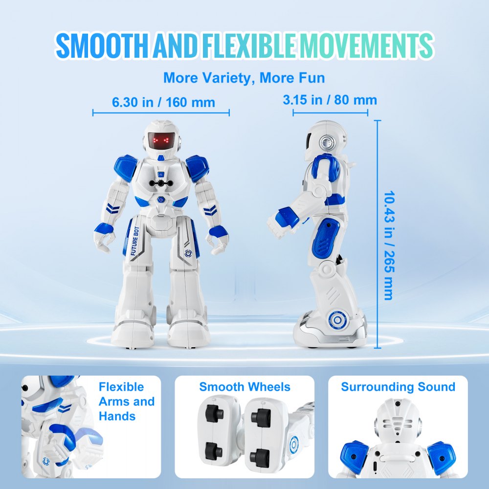 VEVOR RC Robot Toys for Kids, Gesture Sensing Programmable Remote Control Smart Robot, Interactive Walking Singing Dancing Robot for Age 3 4 5 6 7 8 10 12 Year Old Boys Girls Birthday Gift Present
