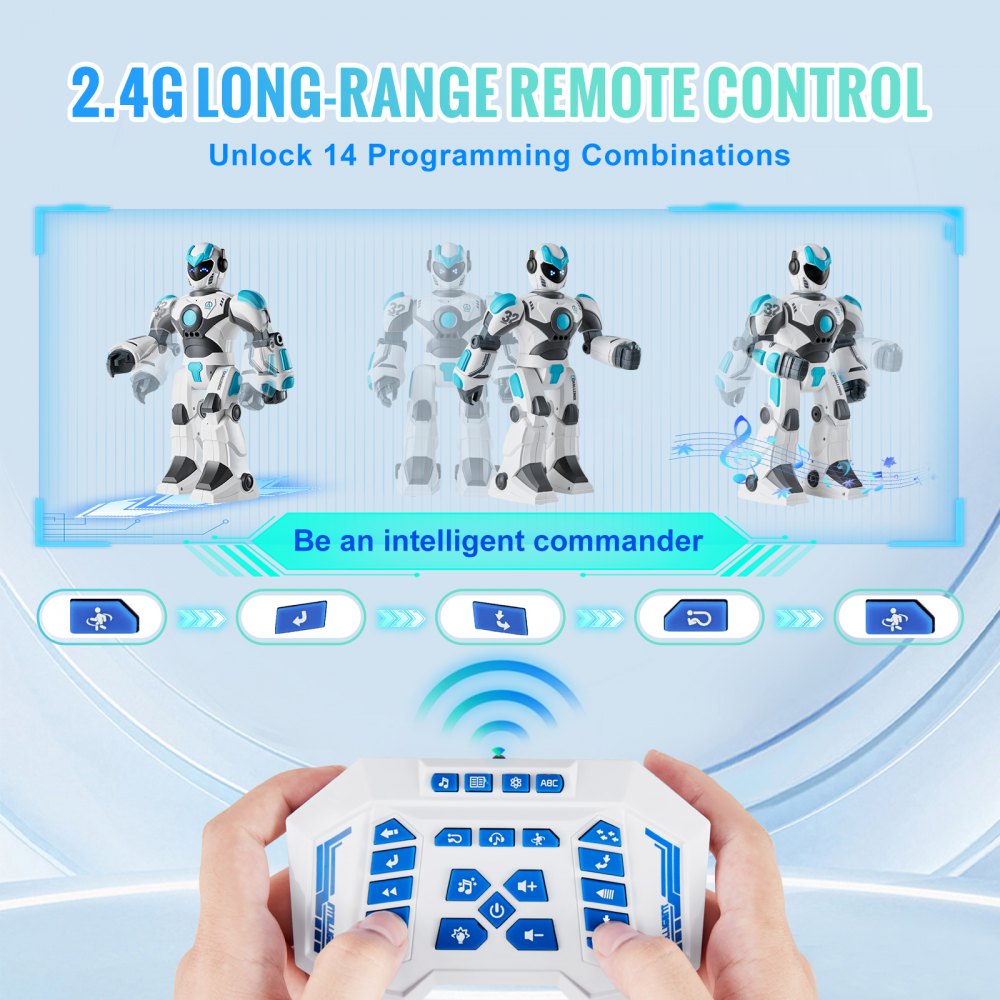 VEVOR RC Robot Toys for Kids, 2.4GHz Gesture Sensing Programmable Remote Control Smart Robot with Voice Control, Interactive Singing Dancing Robot for Age 6 7 8 10 12 Year Old Boys Girls Birthday Gift