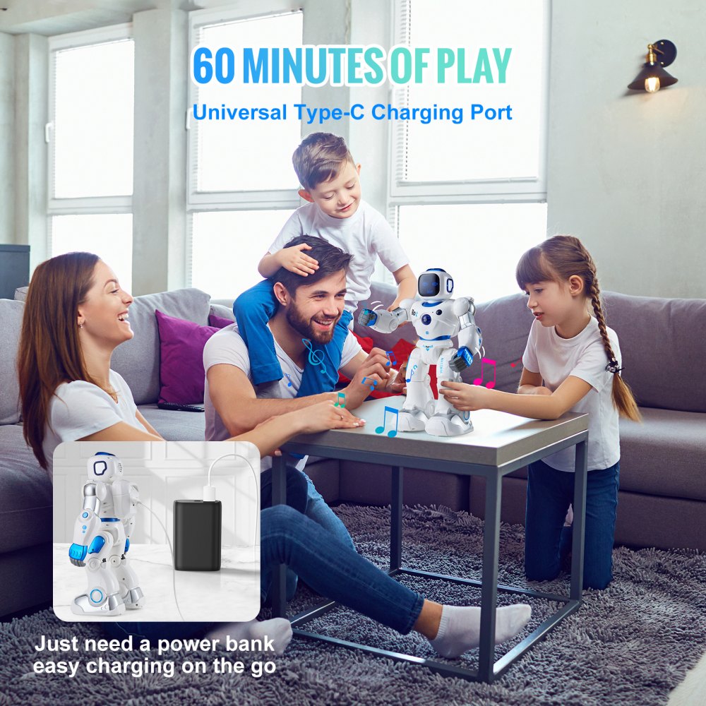 VEVOR RC Robot Toys for Kids, 2.4GHz Programmable Remote Control Smart Robot with Touch, Voice & APP Control, Interactive Singing Dancing Robot for Age 3 4 5 6 7 8 10 Year Old Boys Girls Birthday Gift