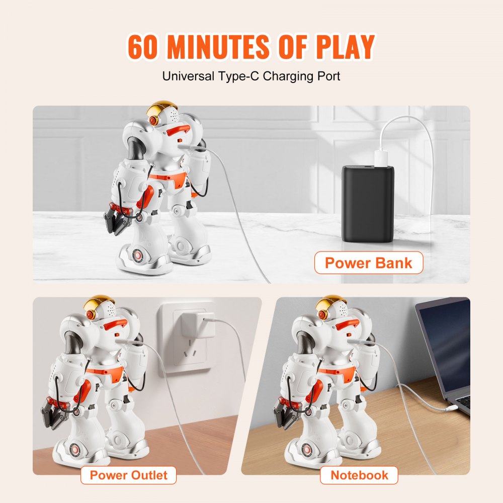 VEVOR RC Robot Toys for Kids, Battle Mode Programmable Remote Control Smart Robot with Bullets, Interactive Walking Dancing Robot for Age 3 4 5 6 7 8 10 12 Year Old Boys Girls Birthday Gift Present