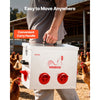 VEVOR Automatic Chicken Feeder, 40 lbs Capacity, 6 Feeding Ports No-Waste Poultry Feeder with Built-In Divider, with Latch & Handle, Metal Construction, for Chickens Bantams Pheasants Poultry Coop