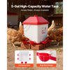 VEVOR 5 Gallon Automatic Chicken Waterer, 6 Water Ports, Automatic-Fill Water Cup, Automatic Gravity Waterer with Handle & Sealed Rubber Ring, Waterproof PP Material, No Waste Design, for Chicken