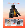 VEVOR Heated Jacket for Women with 7.4V Battery, Soft Shell Electric Heating Coat, Windproof Lightweight Outerwear with 4 Heating Zones & 3 Heat Settings, for Hiking, Outdoor Work, Black, L Size
