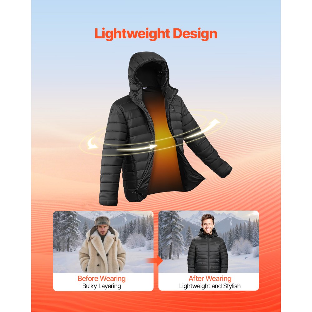 VEVOR Heated Jacket for Women with 7.4V Battery, Soft Shell Electric Heating Coat, Windproof Lightweight Outerwear with 4 Heating Zones & 3 Heat Settings, for Hiking, Outdoor Work, Black, L Size