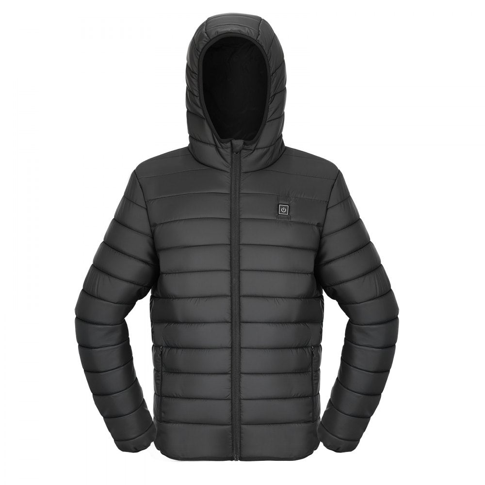 VEVOR Heated Jacket for Women with 7.4V Battery, Soft Shell Electric Heating Coat, Windproof Lightweight Outerwear with 4 Heating Zones & 3 Heat Settings, for Hiking, Outdoor Work, Black, L Size