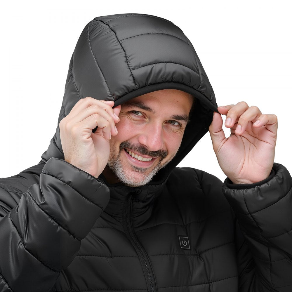 VEVOR Heated Jacket for Women with 7.4V Battery, Soft Shell Electric Heating Coat, Windproof Lightweight Outerwear with 4 Heating Zones & 3 Heat Settings, for Hiking, Outdoor Work, Black, M Size
