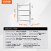 VEVOR 4 Bars Towel Warmer Rack, Wall Mounted Heated Towel Rack for Bathroom, IPX5 Waterpoof Towel Heater Rack with Timer & LED Display Screen, 5 Levels Adjustable Temperature Towel Heater, Silver