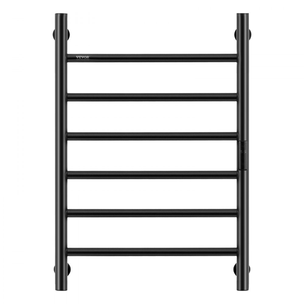 VEVOR 6 Bars Towel Warmer Rack, 120V Wall Mounted Heated Towel Rack for Bathroom, IPX5 Waterpoof Towel Heater Rack with Timer & LED Display Screen, 5 Levels Adjustable Temperature Towel Heater, Black