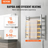VEVOR 6 Bars Towel Warmer Rack, Wall Mounted Heated Towel Rack for Bathroom, IPX5 Waterpoof Towel Heater Rack with Timer & LED Display Screen, 5 Levels Adjustable Temperature Towel Heater, Silver