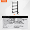 VEVOR 8 Bars Towel Warmer Rack, 120V Wall Mounted Heated Towel Rack for Bathroom, IPX5 Waterpoof Towel Heater Rack with Timer & LED Display Screen, 5 Levels Adjustable Temperature Towel Heater, Black