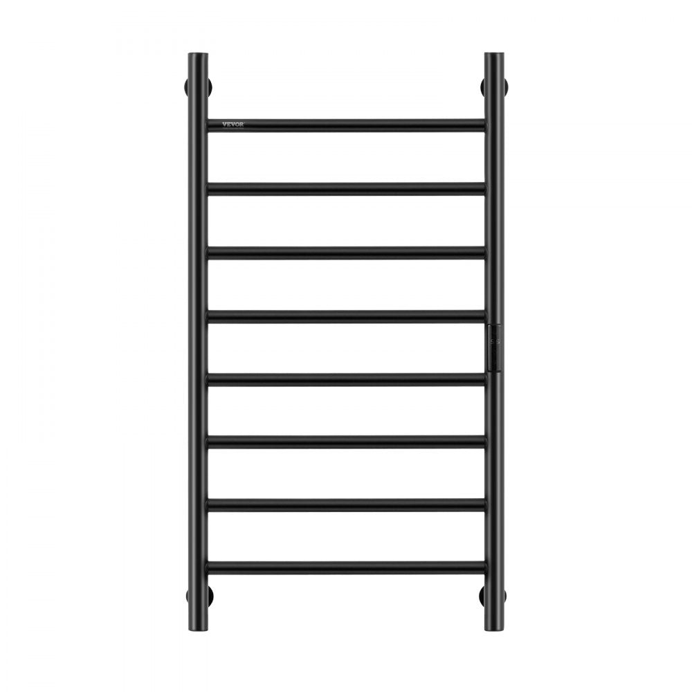 VEVOR 8 Bars Towel Warmer Rack, 120V Wall Mounted Heated Towel Rack for Bathroom, IPX5 Waterpoof Towel Heater Rack with Timer & LED Display Screen, 5 Levels Adjustable Temperature Towel Heater, Black
