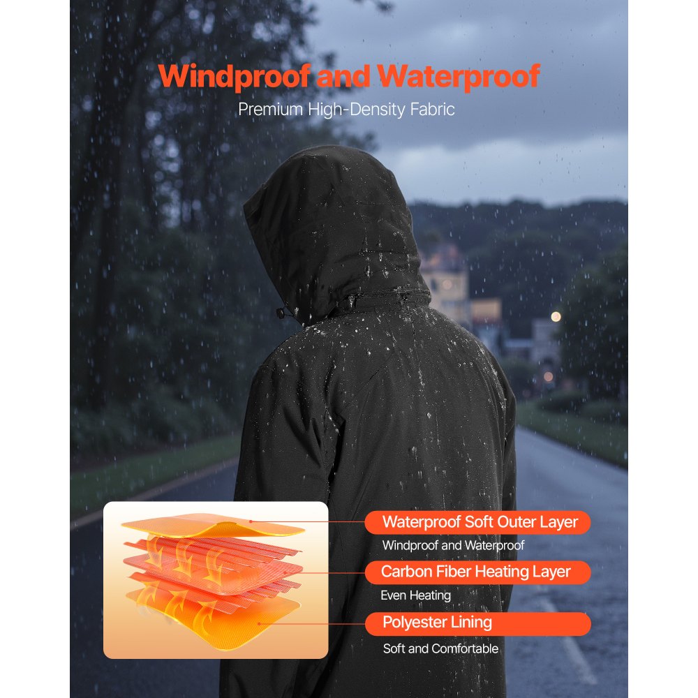 VEVOR Heated Jacket for Women with 7.4V Battery, Soft Shell Electric Heating Coat, Windproof Waterproof Lightweight Outerwear with 5 Heating Zones & 3 Heat Settings, Machine Washable, M Size