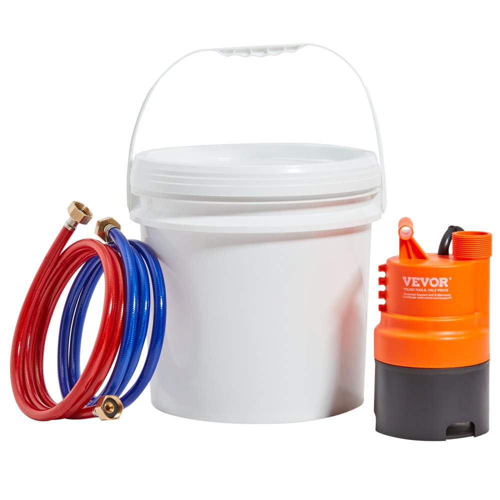 VEVOR Tankless Water Heater Flushing Kit, Includes Efficient Pump & 3.7 Gallon Pail & 2 Hoses, Wrench and Adapter for Quick Install,  Easy to Start Water Heater Flush Descale Kit Anti-corrosion