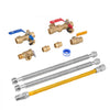 VEVOR Water Heater Kit, 3/4 Inch Cold & Hot Water Plumbing Repair Kit with 600 WOG Isolation Valves, Pressure Relief Valve, Dual-Layer Gas Hose, Compatible with Most Tankless Waters Heater Brands
