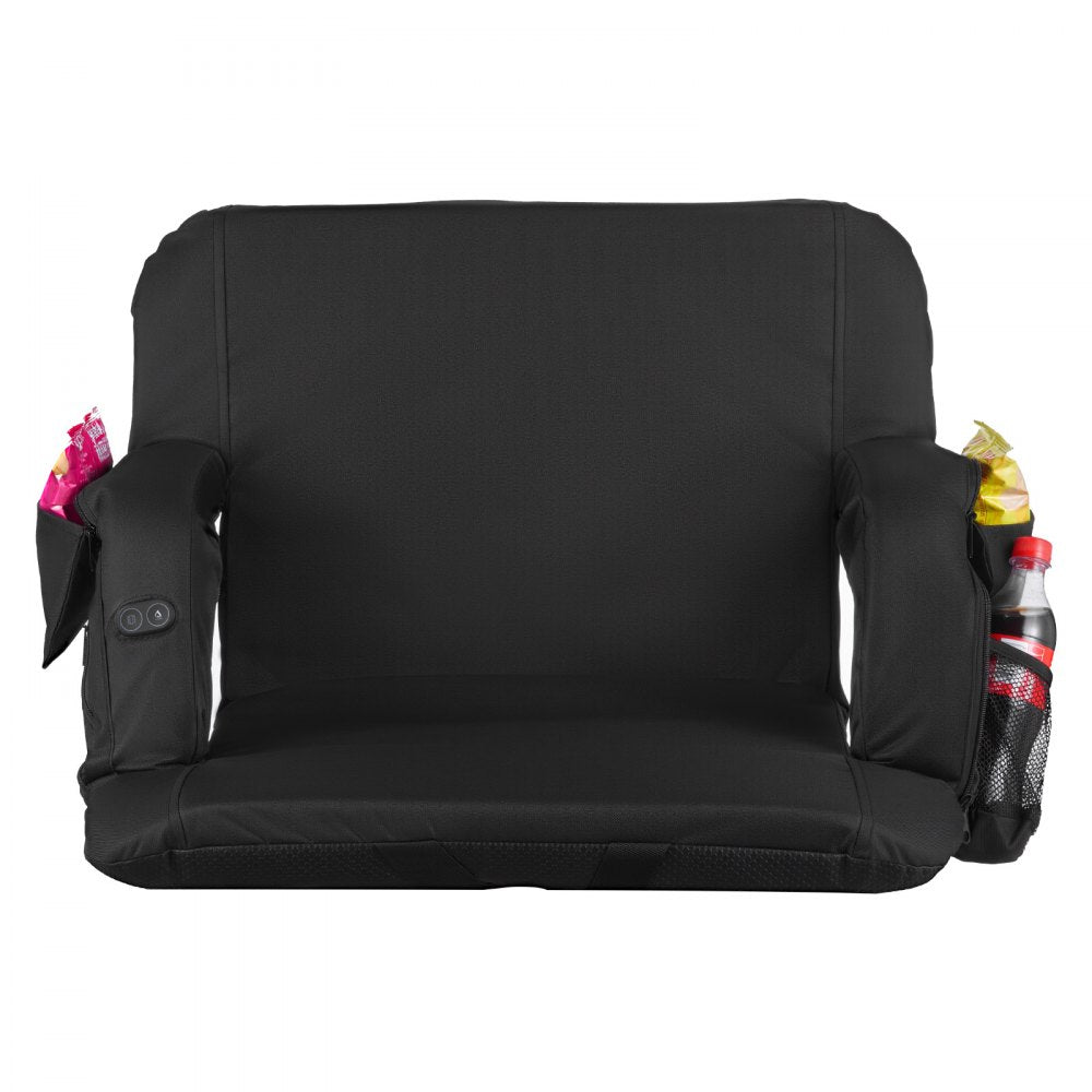 VEVOR Stadium Seat, 25 inch Heated Stadium Chair, Bleacher Seat Heated with 4 Pockets for Bleachers, 3 Level Heating & 6 Modes Vibration Portable Heating Stadiums Chair for Camping, Sports Events