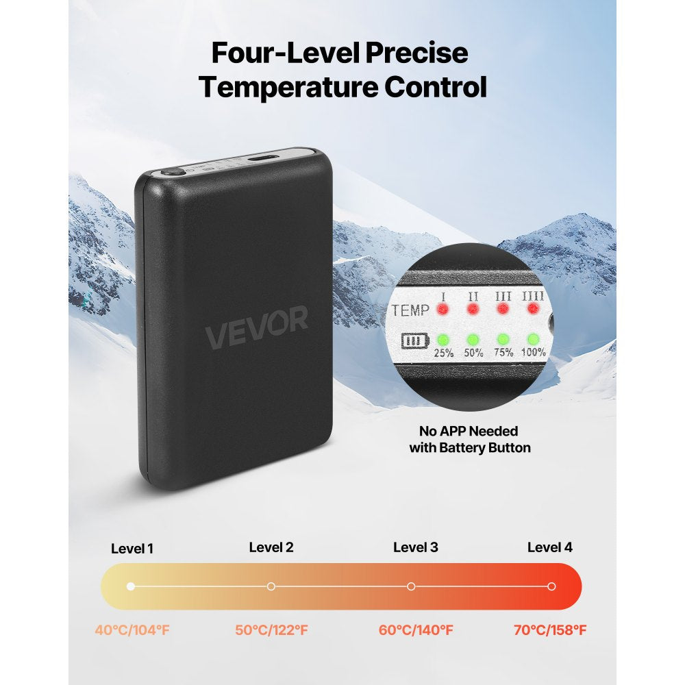 VEVOR Heated Socks, 5000mAh Battery Powered, Rechargeable Heating Socks with 4 Heating Levels, Electric Heated Sock with APP Control for Men Women, Foot Warmer for Hunting Riding Camping Hiking