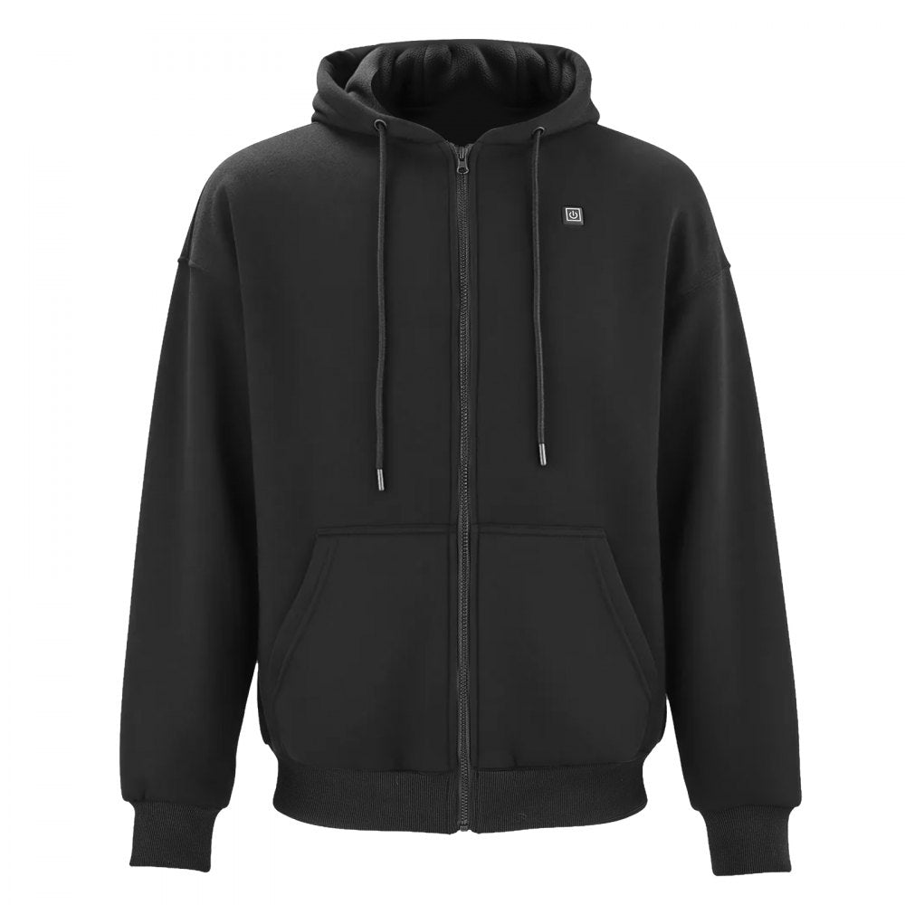 VEVOR Heated Jacket Hoodie for Men Women, Heated Sweatshirt Unisex Full-Zip with 7.4V 16000mAh Power Bank Pack, 5 Heating Zones, 3 Temp Levels, 4-8H Warmth, for Winter Outdoor Camping, Black, S Size